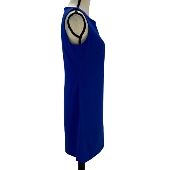 DKNY Sleeveless Round Neck Decorative Side Button Mini Dress - Blue - size 6 - Picture 3 of 10